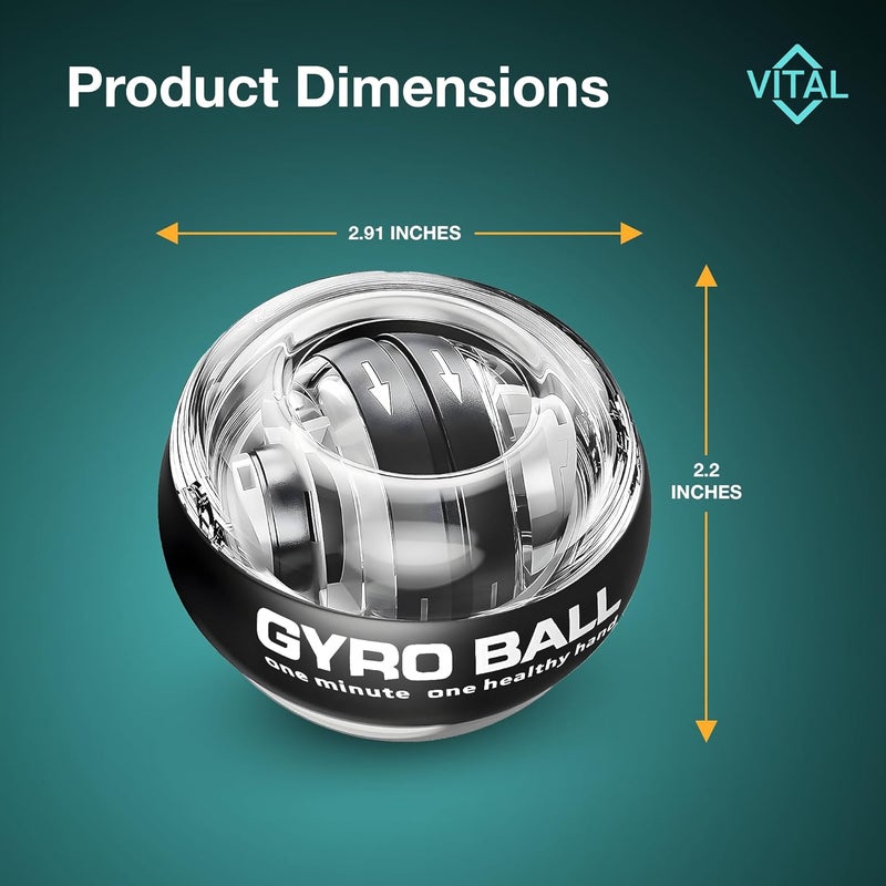 LUMIXA Vital Wrist Ball 2025 - Auto-Start Gyroscopic Hand Exerciser Ball for Wrist & Forearm Strengthening, Gyro Ball Muscle Rehabilitation Therapy - Image 5